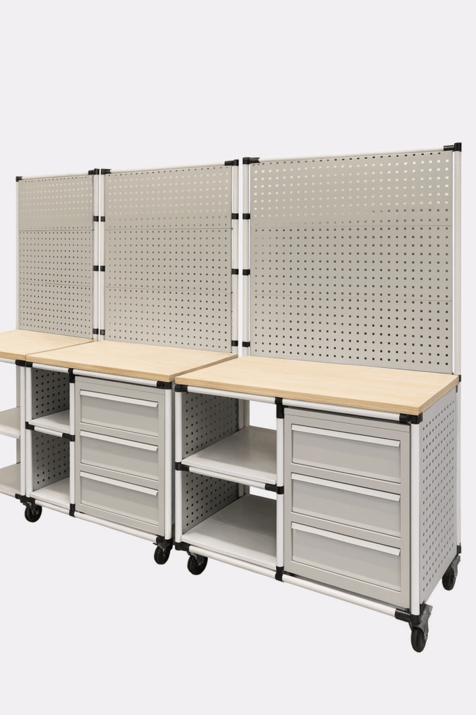 Banco da lavoro per assemblaggio e produzione modulabile