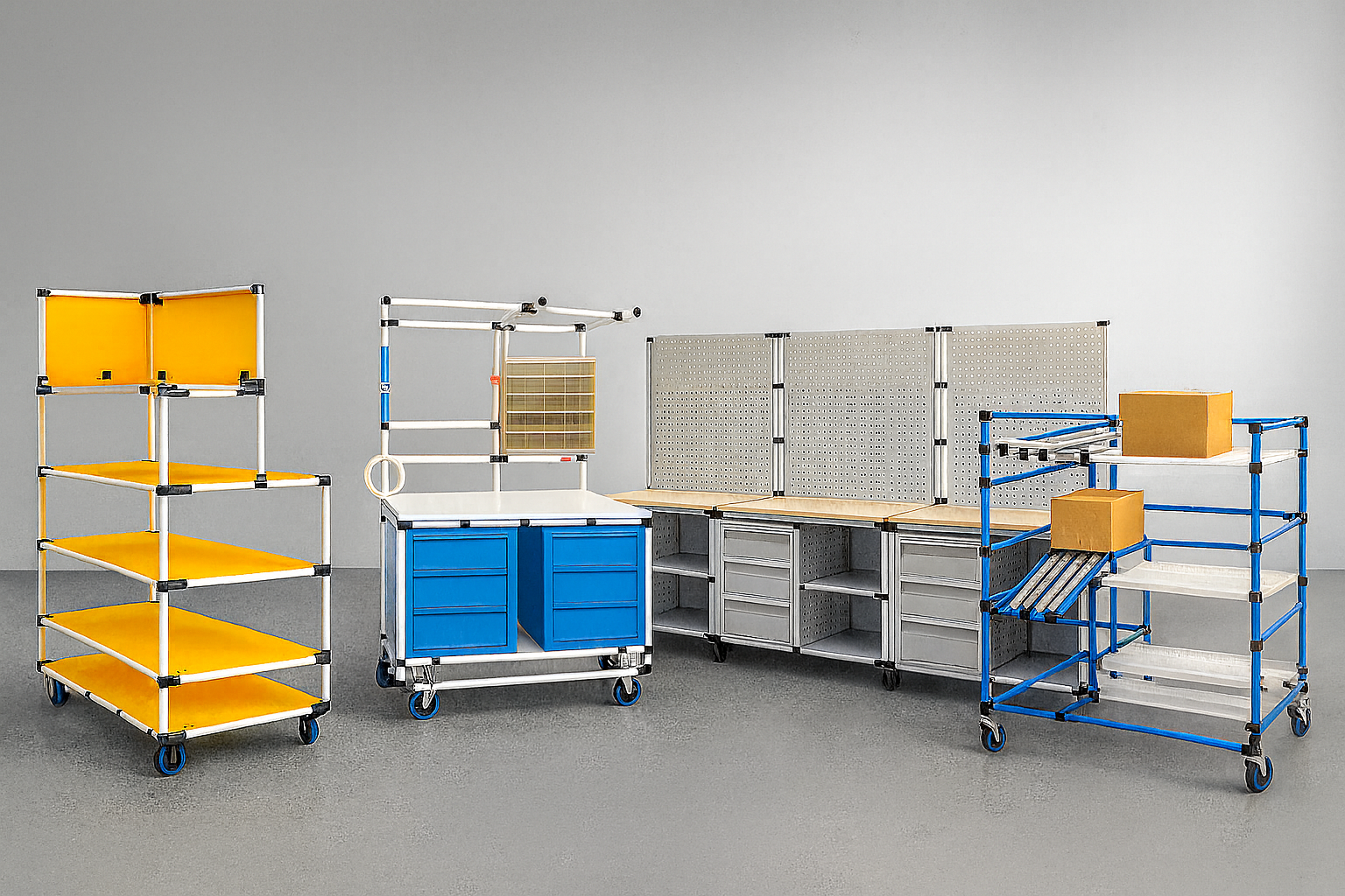 Soluzioni modulari tubolari per organizzare l'azienda e il magazzino
